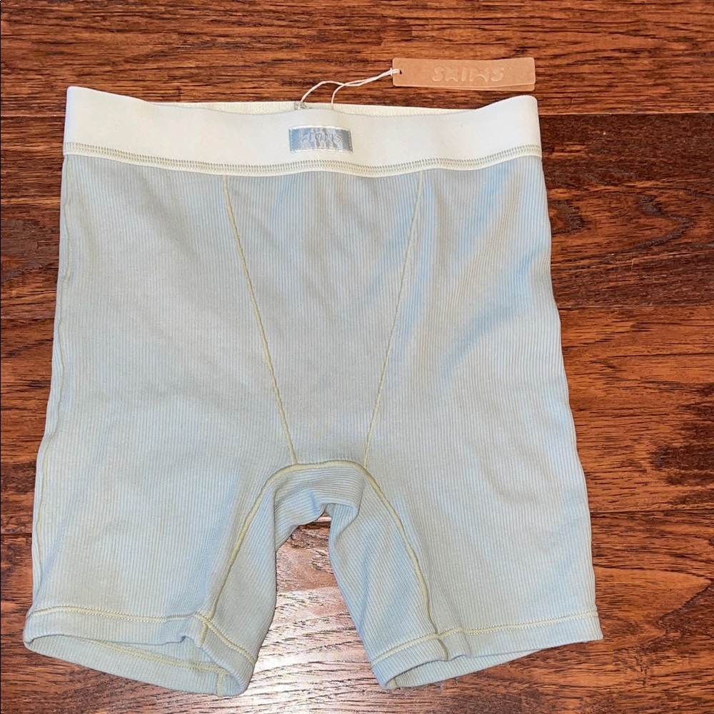SKIMS Light Blue Ribbed Shorts